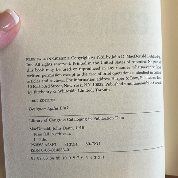 Free Fall In Crimson-John D. MacDonald 1st edition 1981 - Picture 3 of 6